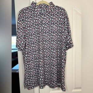 Rhoback Black and Pink Patterned Polo Shirt